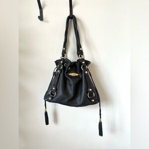 VTG Y2K ELLIOT LUCCA Drawstring Soft 100% Leather Slouchy Shoulder Purse Hobo Bo